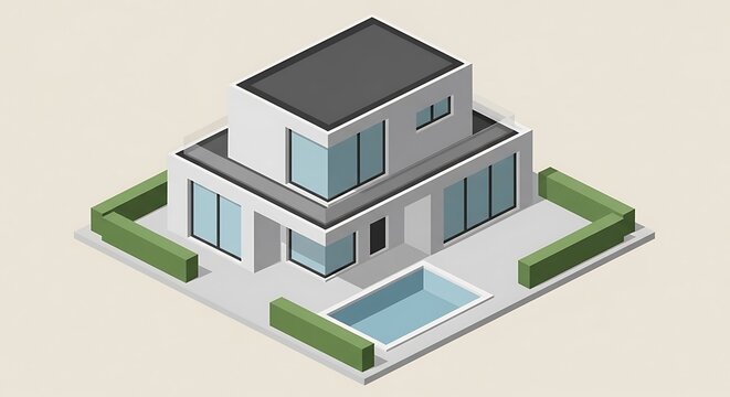 Modern house with pool and garden.