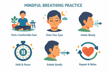 Mindful breathing practice guide for relaxation and stress relief