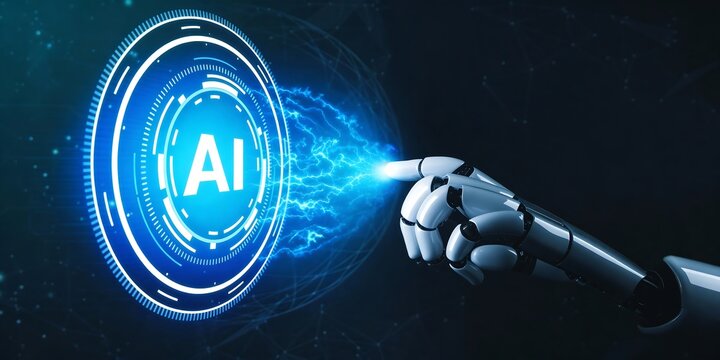 Futuristic robot artificial intelligence revolutionary AI technology development and machine learning concept. Global robotic bionic science research