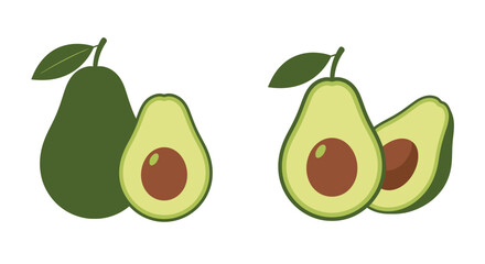 Two avocados one whole one halved and one sliced open