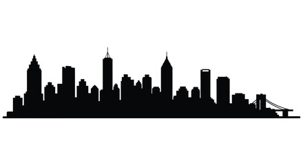 Obraz premium A stark black skyline of new york city buildings and the brooklyn bridge presented in silhouette high quality professional detailed modern