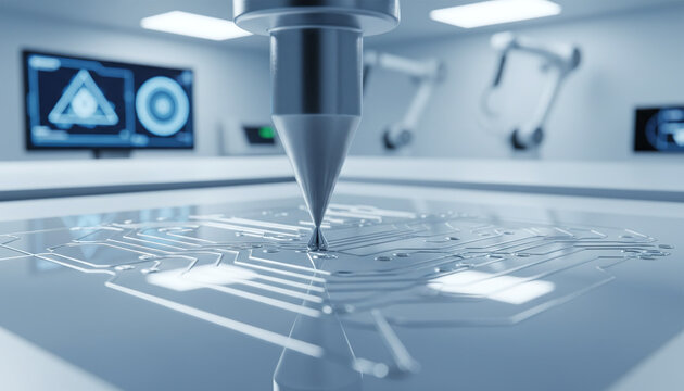 Printed electronics conductive silver ink traces on flexible plastic film