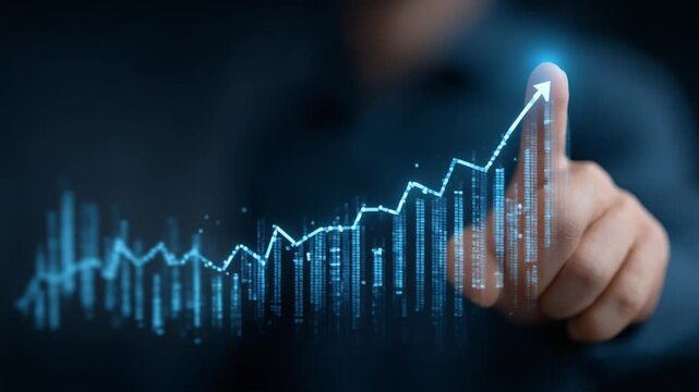 Abstract digital graph rising representing financial growth and progress