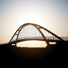 Naklejka premium Silhouette of a large bridge arch.