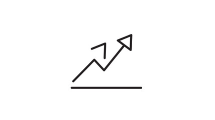 Simple Line Graph with Rising Arrow in Minimalist Style with Black Color on White Background for Business Presentation