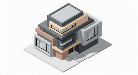 Modern house architecture 3D model.