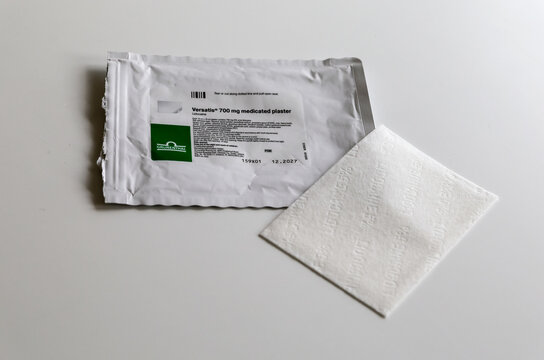 "Versatis" medical patches, 5% "lidocaine", manufactured by "Grunenthal" Pharmaceutical, self-adhesive plasters used to treat neuropathic pain associated with shingles infection. Ireland