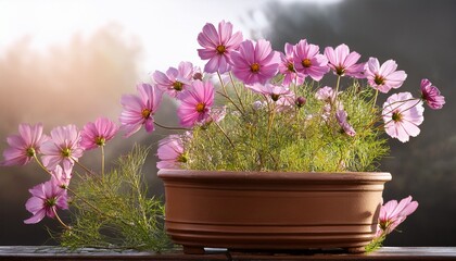 Naklejka premium chocolate cosmos cosmos atrosanguin beautiful flower pot