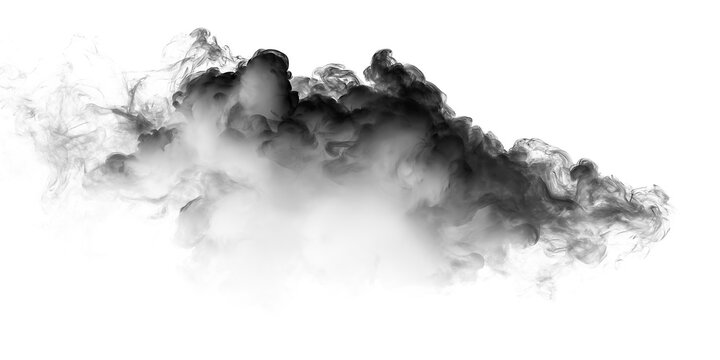 Dark smoke cloud on transparent background with soft edges drifting slowly