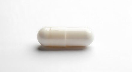 White Capsule Pill on White Background for Medical Use.
