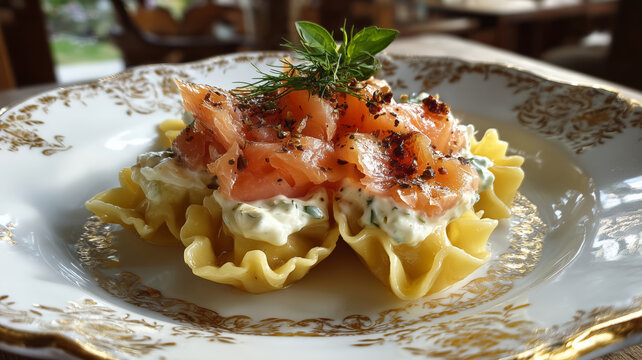 Delightful homemade Pates au Saumon Fume served on a decorative plate