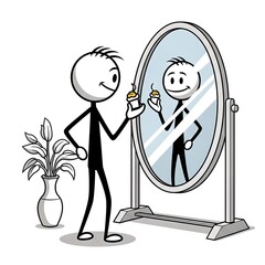 Stick Figure Admiring Cupcake Reflection in Mirror.