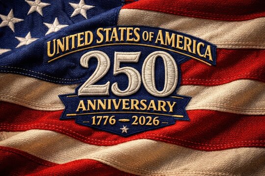USA 250th Anniversary Embroidered Flag Design 1776 2026
