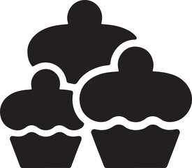 Black color  cupcake silhouette icon design