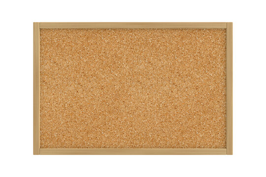 Cork board with wooden frame on white background. Isolated 3D illustration