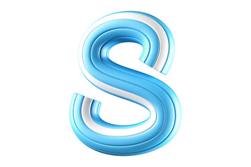 Blue and white handwriting-style typography letter S. High-quality modern 3D rendering.