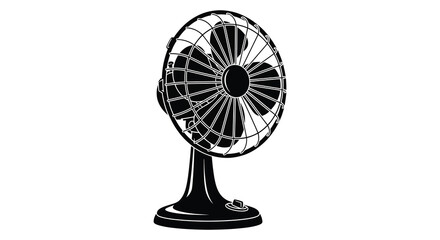 Obraz premium A vintage electric fan is depicted in a stark black and white illustration showcasing a classic design silhouette high quality professional