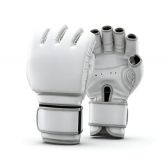 Naklejka premium Premium White MMA Grappling Gloves with Reinforced Knuckle Padding and Wrist Support for Professional Martial Arts and Combat Sports Equipment