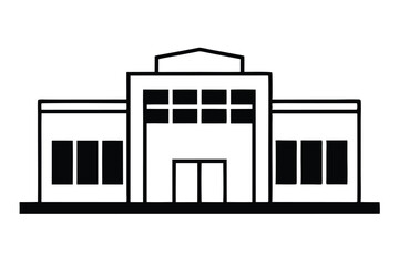 company building icon silhouette line art vector illustration with a white background