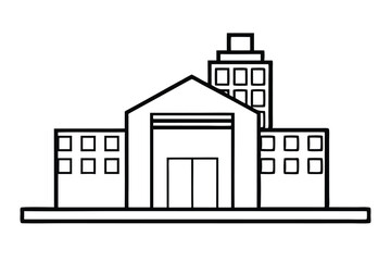 Fototapeta premium company building icon silhouette line art vector illustration with a white background