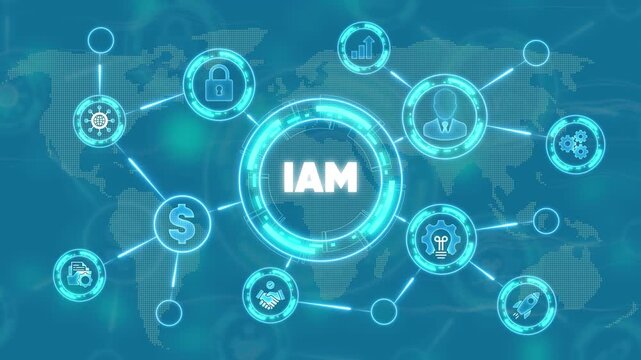 Identity and Access Management Concept with Glowing and Map Background security