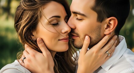 Fototapeta premium Intimate couple sharing a tender moment