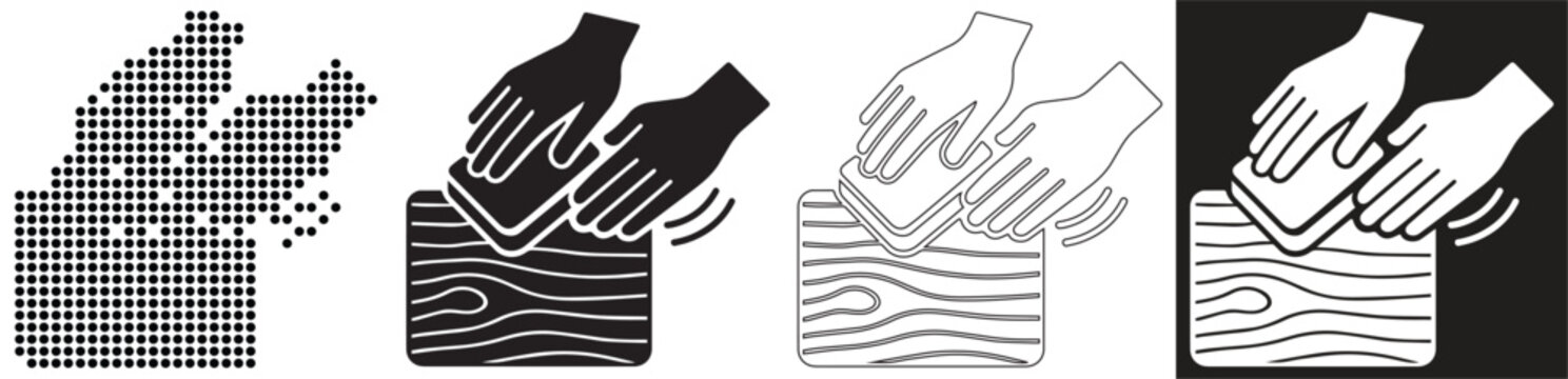 Hands sanding a wooden block, illustrating a DIY or craft process.