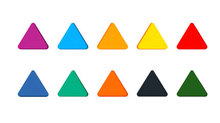 Colorful triangle shapes in various hues isolated on transparent background