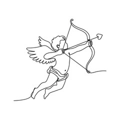 Fototapeta premium Cupid with bow and arrow flying through air love and romance symbol