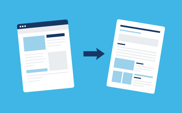 Website Redesign and Content Migration Process with Page Layout Change Flat Vector Illustration