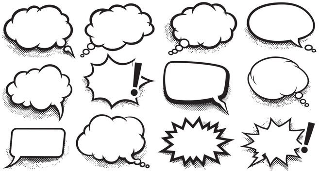 Comic speech bubbles and thought clouds collection