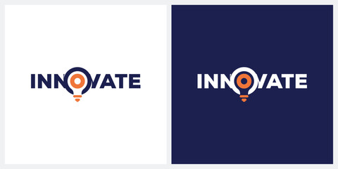 innovate logo design vector, typography light bulb logo icon concept © ZRpro