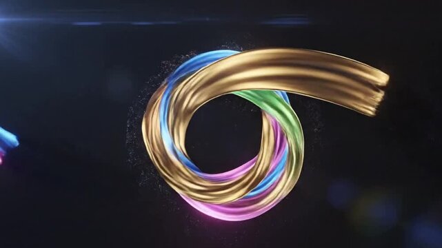 Animated ribbons of light weaving in impossible directions with smooth cinematic motion
