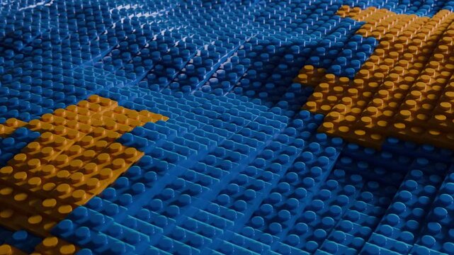 Color-changing plastic blocks wave 3D animation