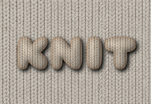 Beige Yarn Cozy Handmade Fabric Knitted Text Effect   