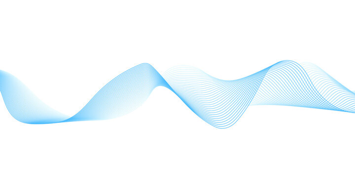 Modern abstract wave line design in light blue and cyan tones, showcasing flowing curves and smooth digital motion patterns on transparent for clean minimalist tech design use.