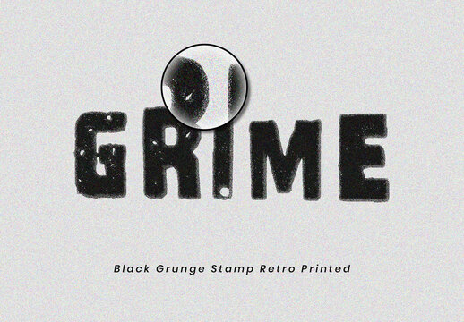 Black Grunge Stamp Retro Printed Text Effect