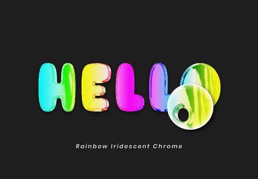 Colorful Glossy Inflated Rainbow Iridescent Chrome 3D Text Effect