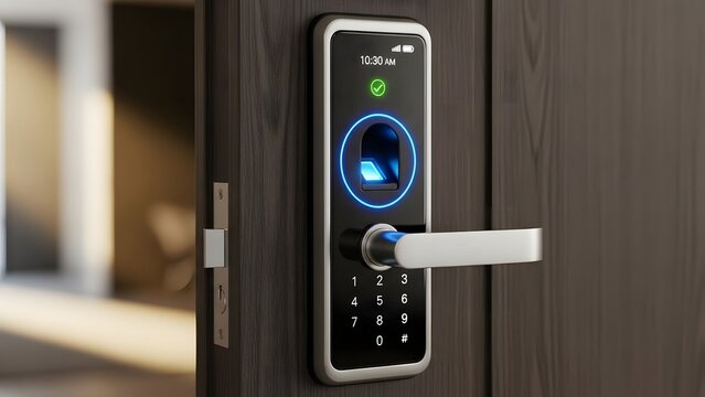 Smart electronic door lock with biometric fingerprint reader and keypad