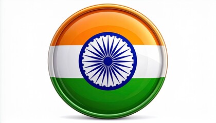 Circular badge of the Indian flag with Ashoka Chakra and tricolor stripes