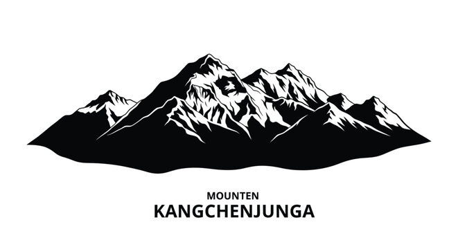 Kangchenjunga mountain range in a striking black silhouette