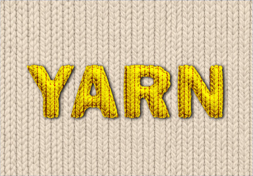 Yellow Fabric Knitted Text Effect