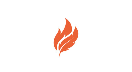 Vibrant orange feather-like flame logo design. © Haroh