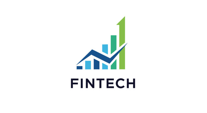 Fintech logo with a rising bar graph and an upward trending line.