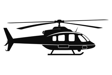 helicopter silhouette line art vector illustration with a white background