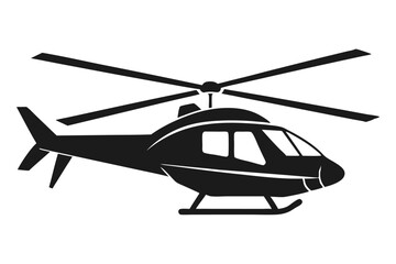 helicopter silhouette line art vector illustration with a white background