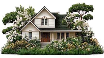 Charming countryside cottage garden house landscape high resolution picture