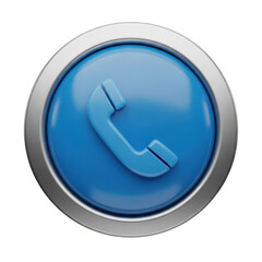 Blue call button icon isolated on transparent background