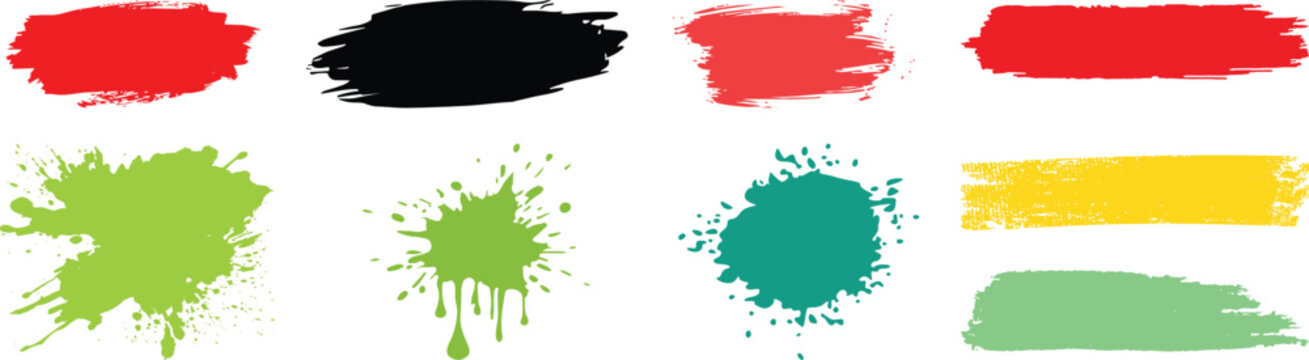 Paint Strokes using a thick brushPaint brush set of bursh Black Paint Strokes using a thick brushSet of vector paint brush stroke.Set of paint brush, ink brush, grungy brushes strokes. Brush stroke