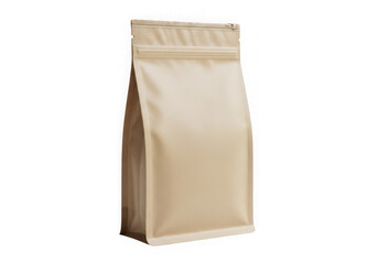 Standing beige packaging bag with zipper closure